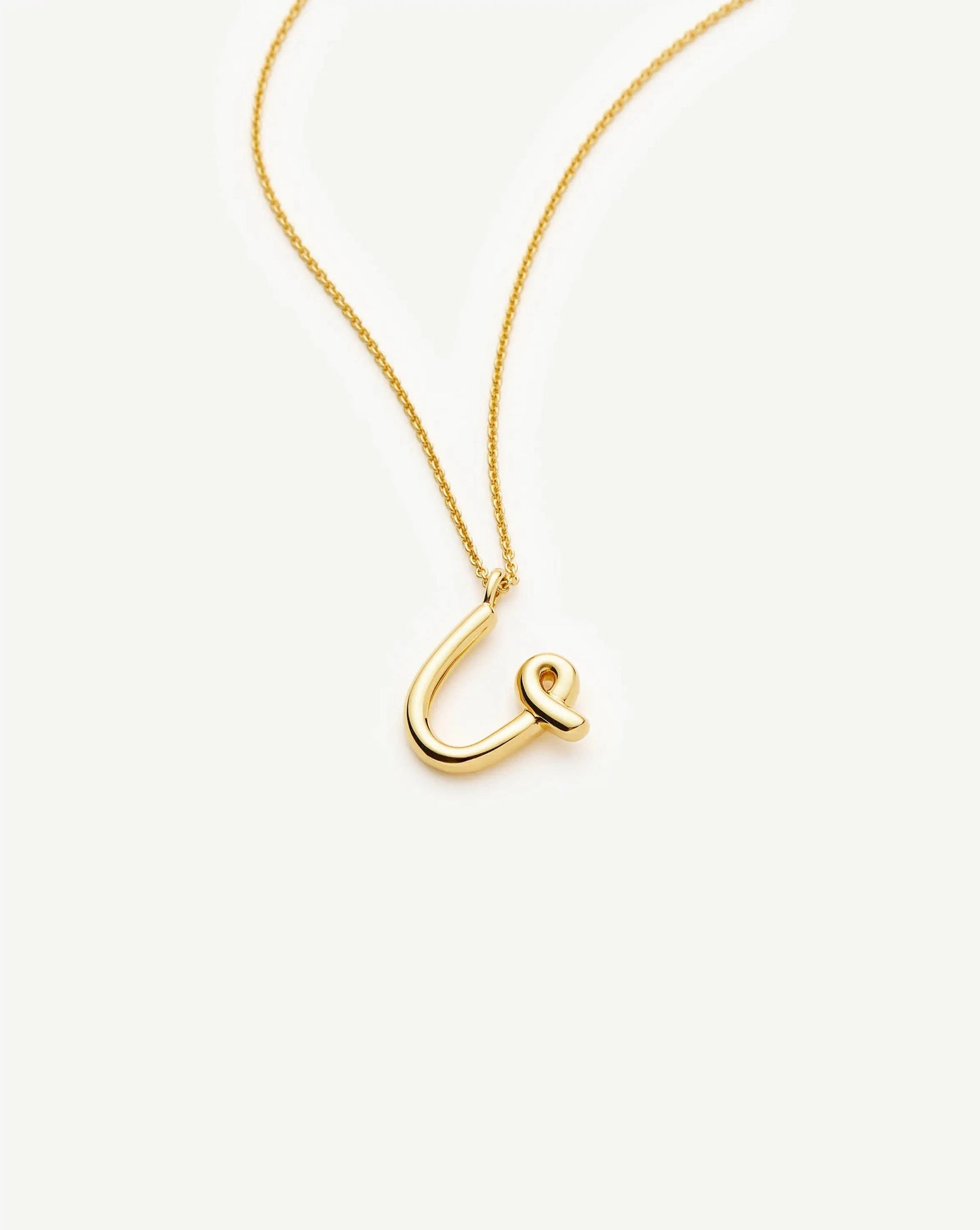 Curly Molten Initial Pendant Necklace - U | 18ct Gold Vermeil Necklaces Missoma