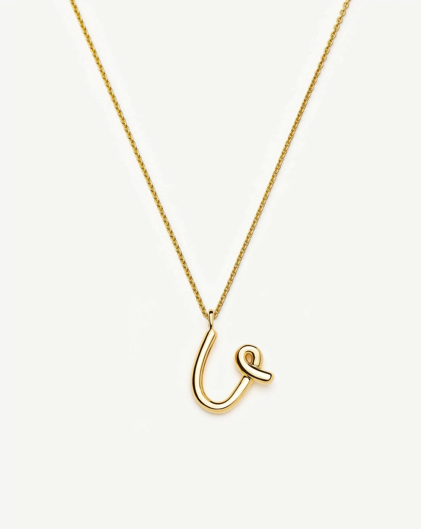Curly Molten Initial Pendant Necklace - U | 18ct Gold Vermeil Necklaces Missoma