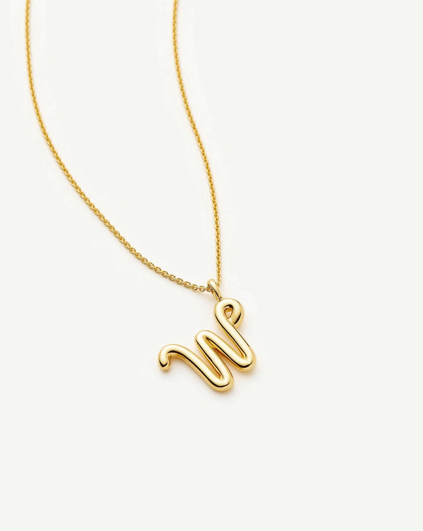 Curly Molten Initial Pendant Necklace - W | 18ct Gold Vermeil Necklaces Missoma