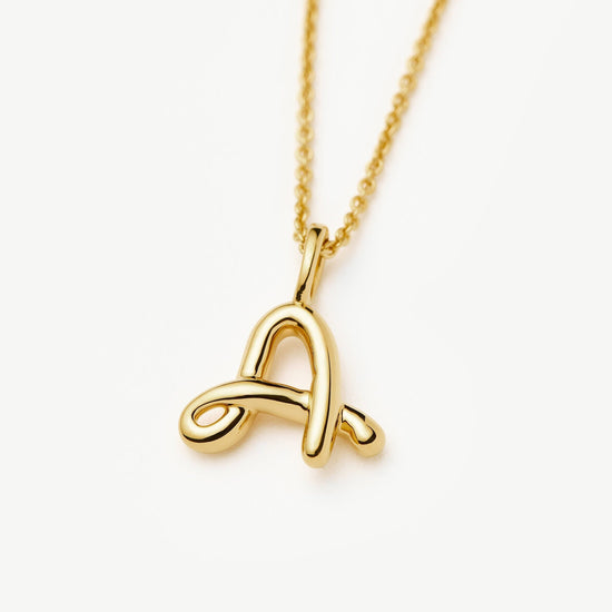 Curly Molten Mini Initial Necklace - A | 18ct Gold Vermeil Necklaces Missoma
