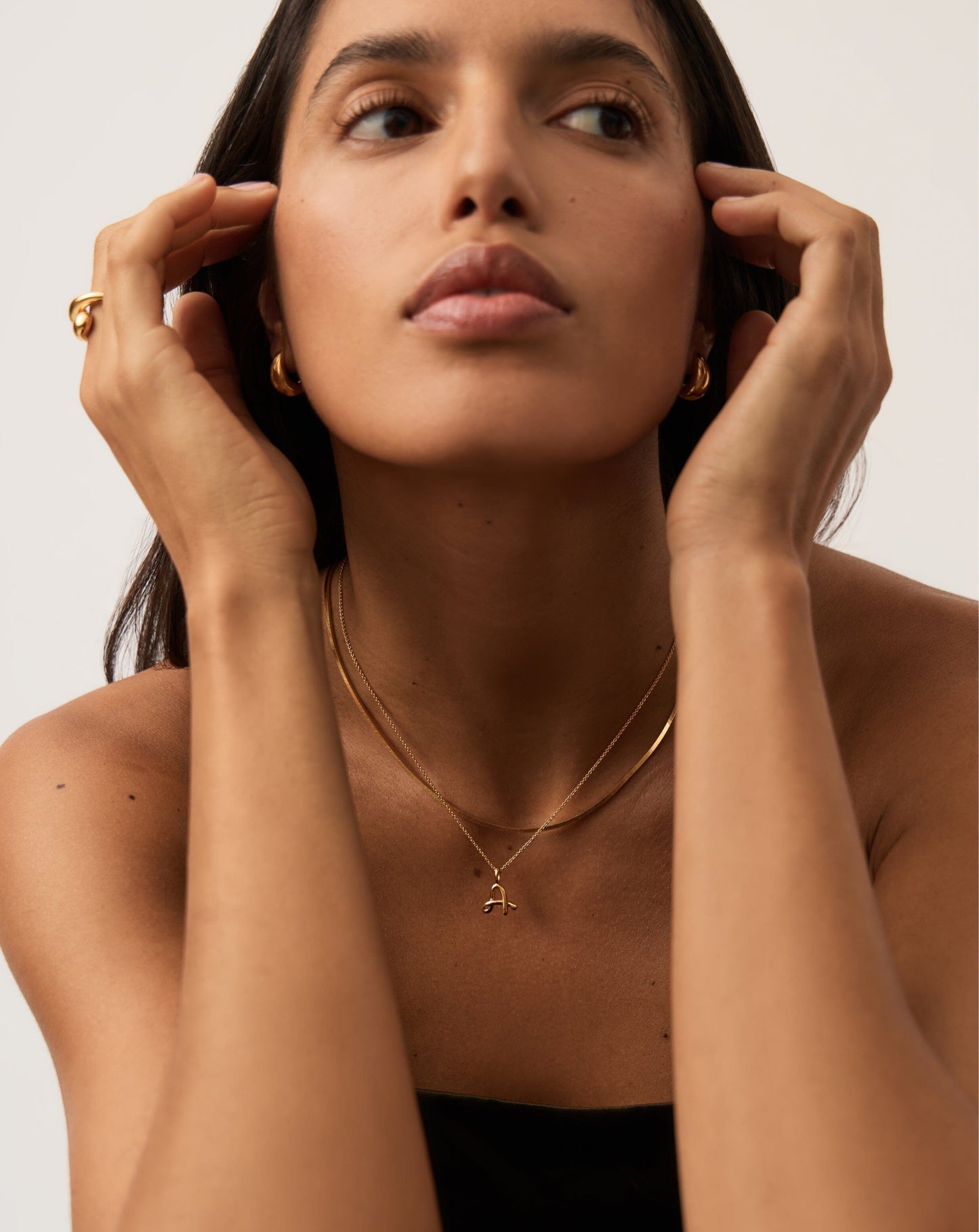 Curly Molten Mini Initial Necklace - A | 18ct Gold Vermeil Necklaces Missoma