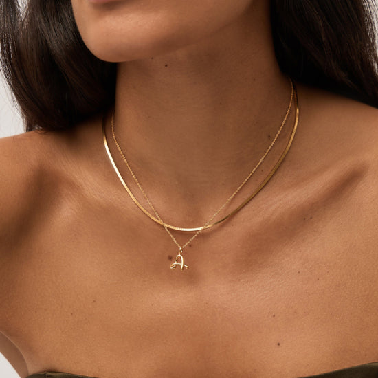 Curly Molten Mini Initial Necklace - A | 18ct Gold Vermeil Necklaces Missoma