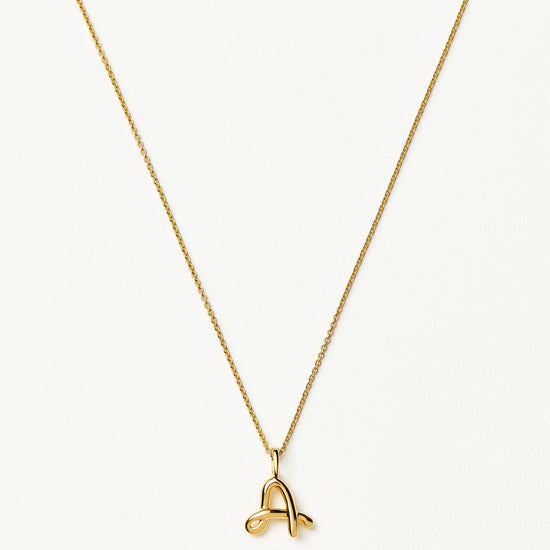 Curly Molten Mini Initial Necklace - A | 18ct Gold Vermeil Necklaces Missoma
