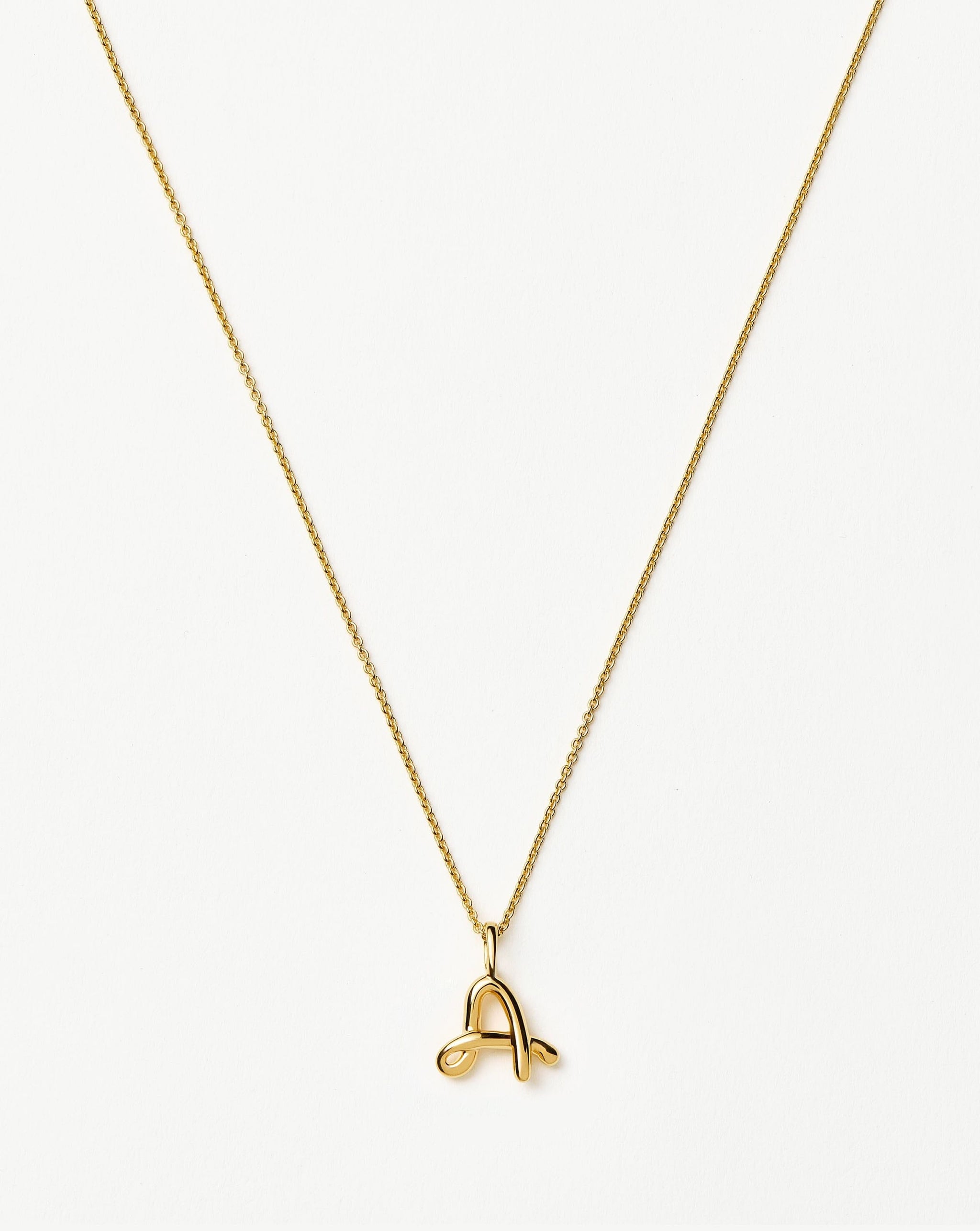 Curly Molten Mini Initial Necklace - A | 18ct Gold Vermeil Necklaces Missoma