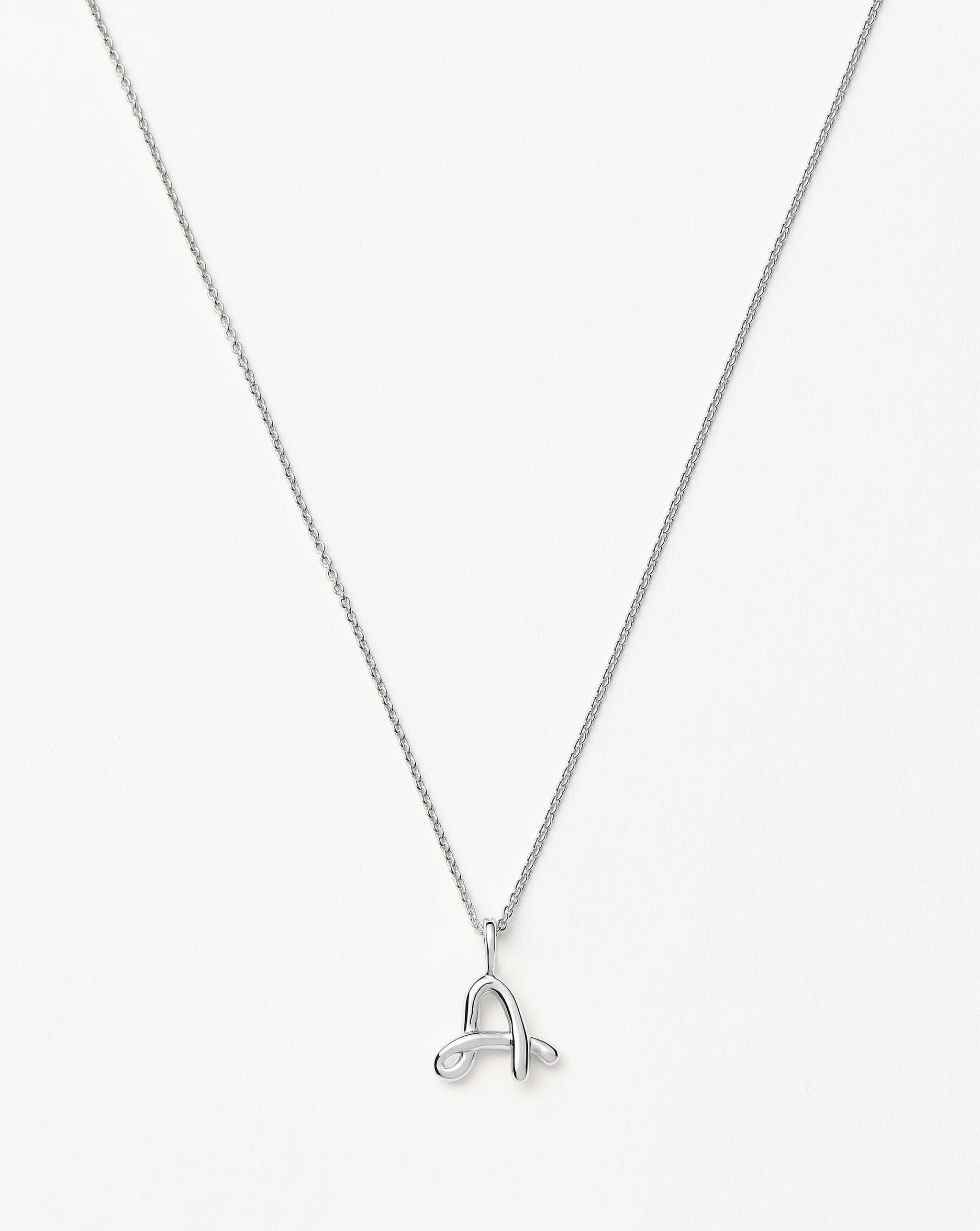 Curly Molten Mini Initial Necklace - A | Sterling Silver Necklaces Missoma