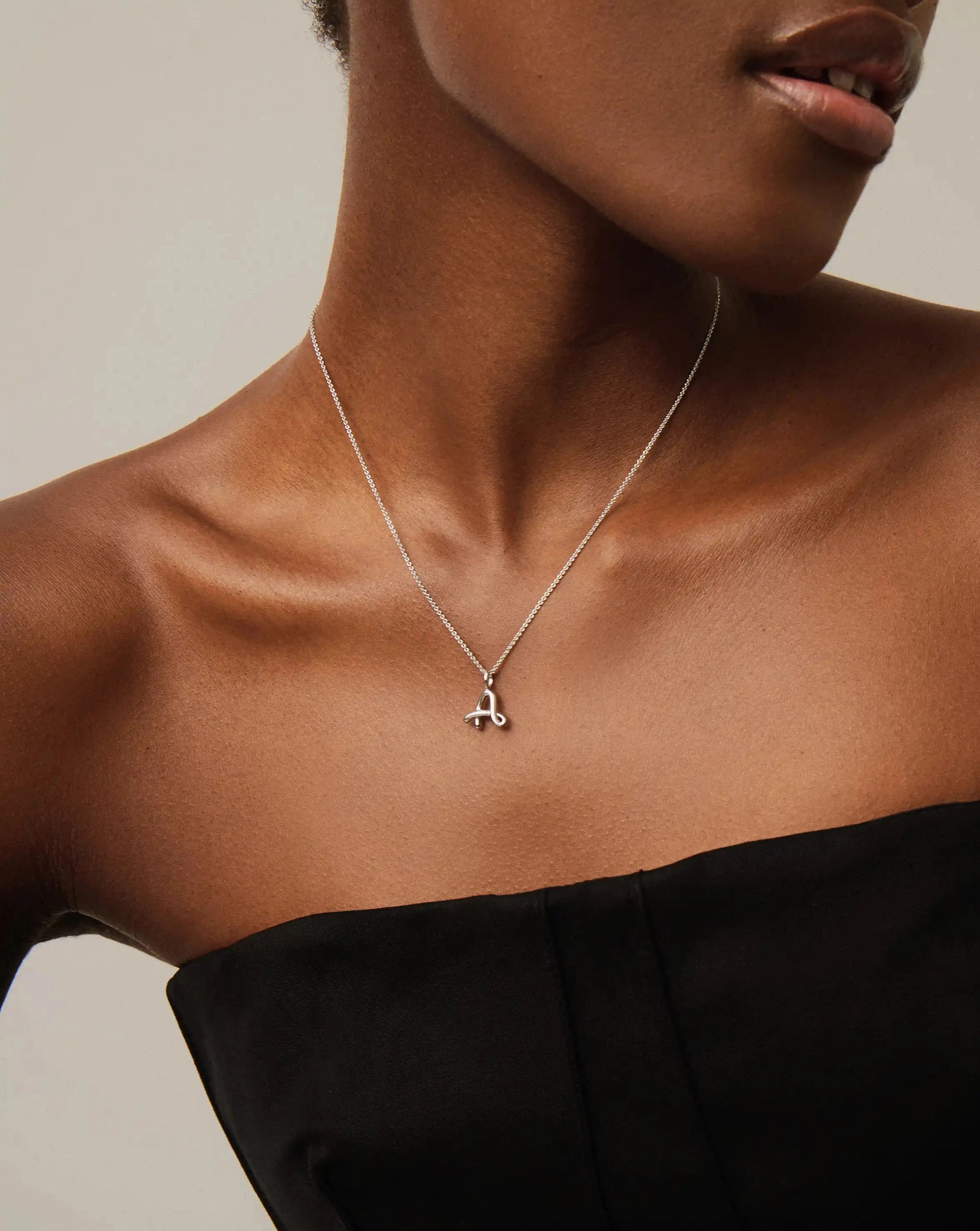 Curly Molten Mini Initial Necklace - A | Sterling Silver Necklaces Missoma