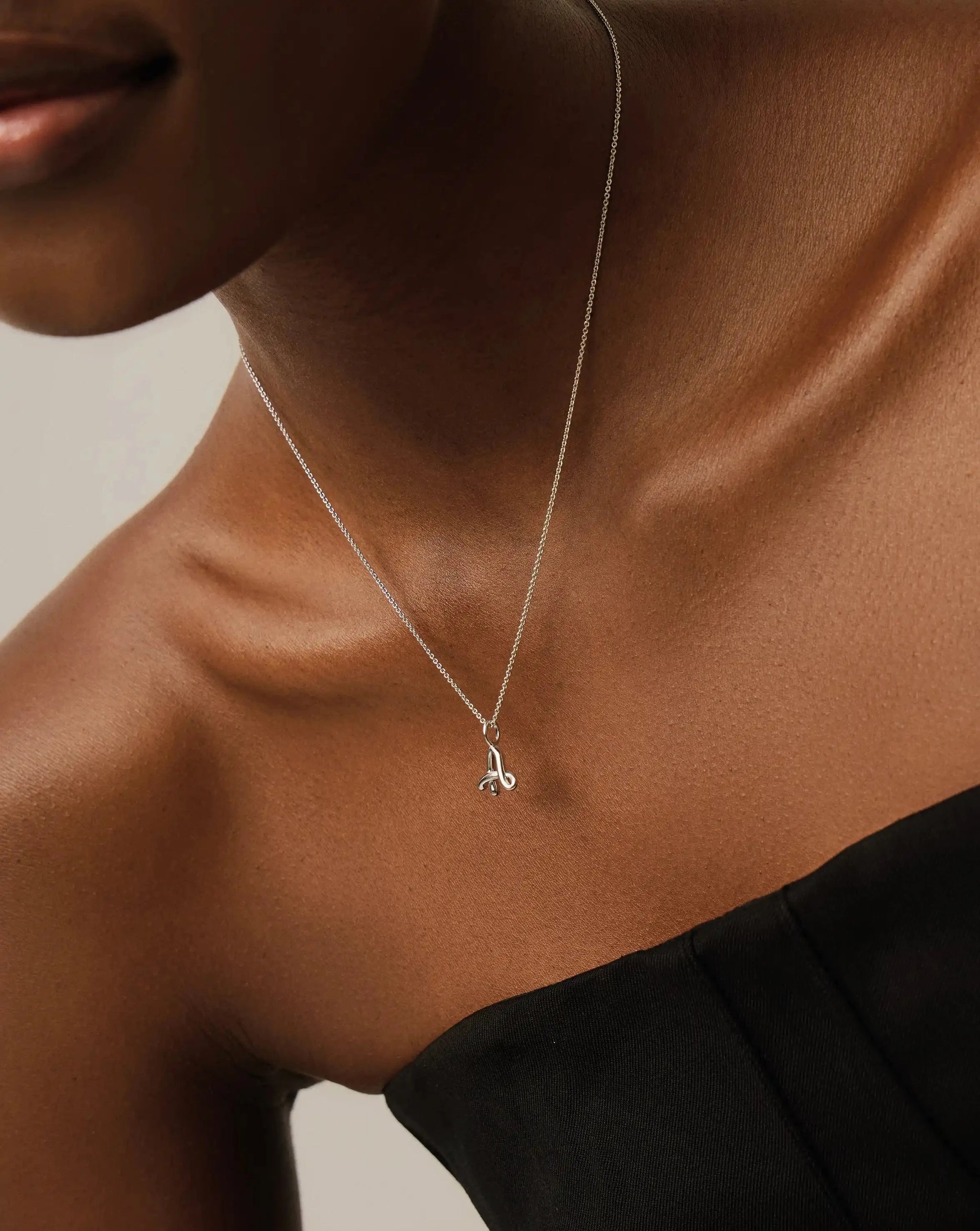Curly Molten Mini Initial Necklace - A | Sterling Silver Necklaces Missoma