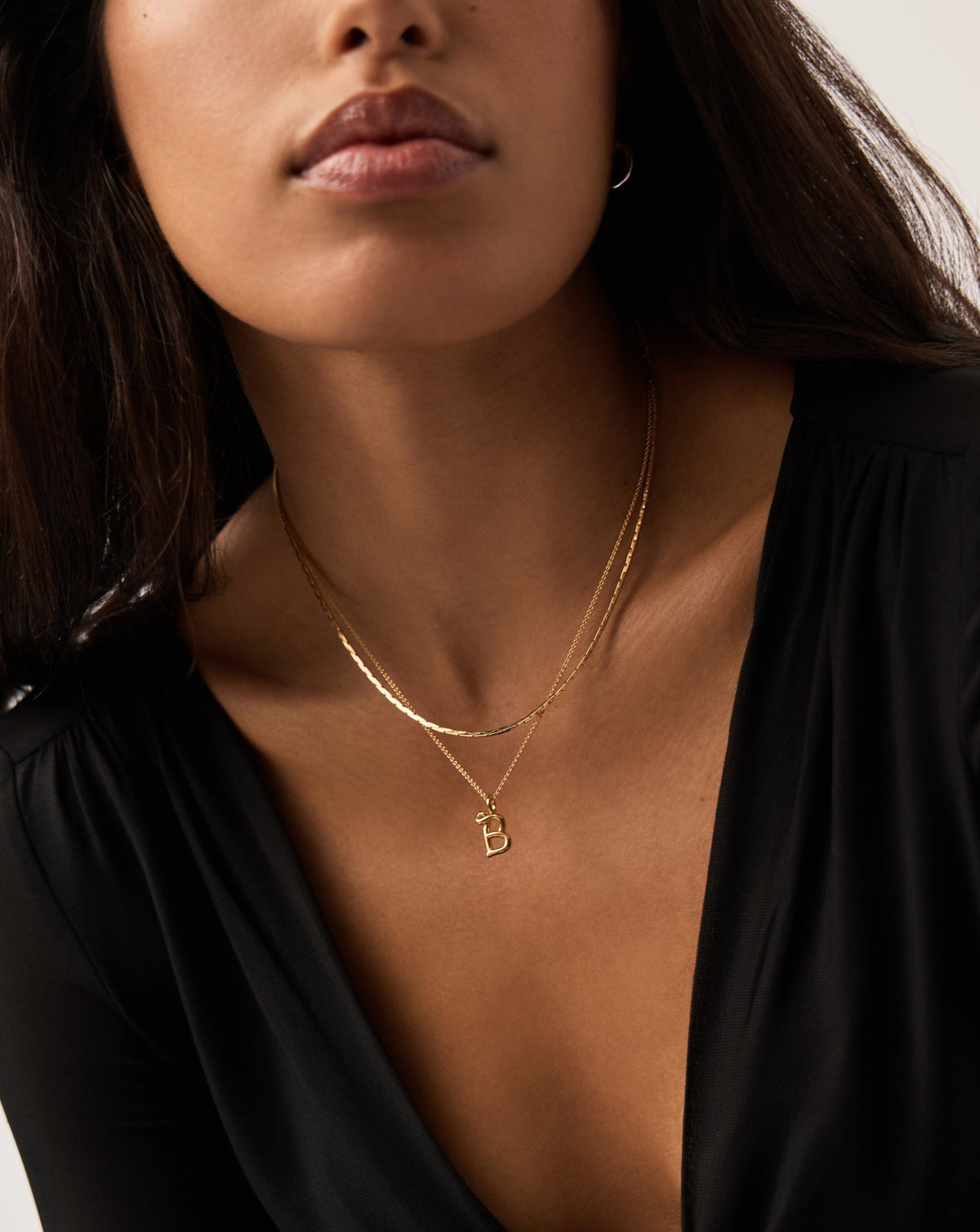 Curly Molten Mini Initial Necklace - B | 18ct Gold Vermeil Necklaces Missoma