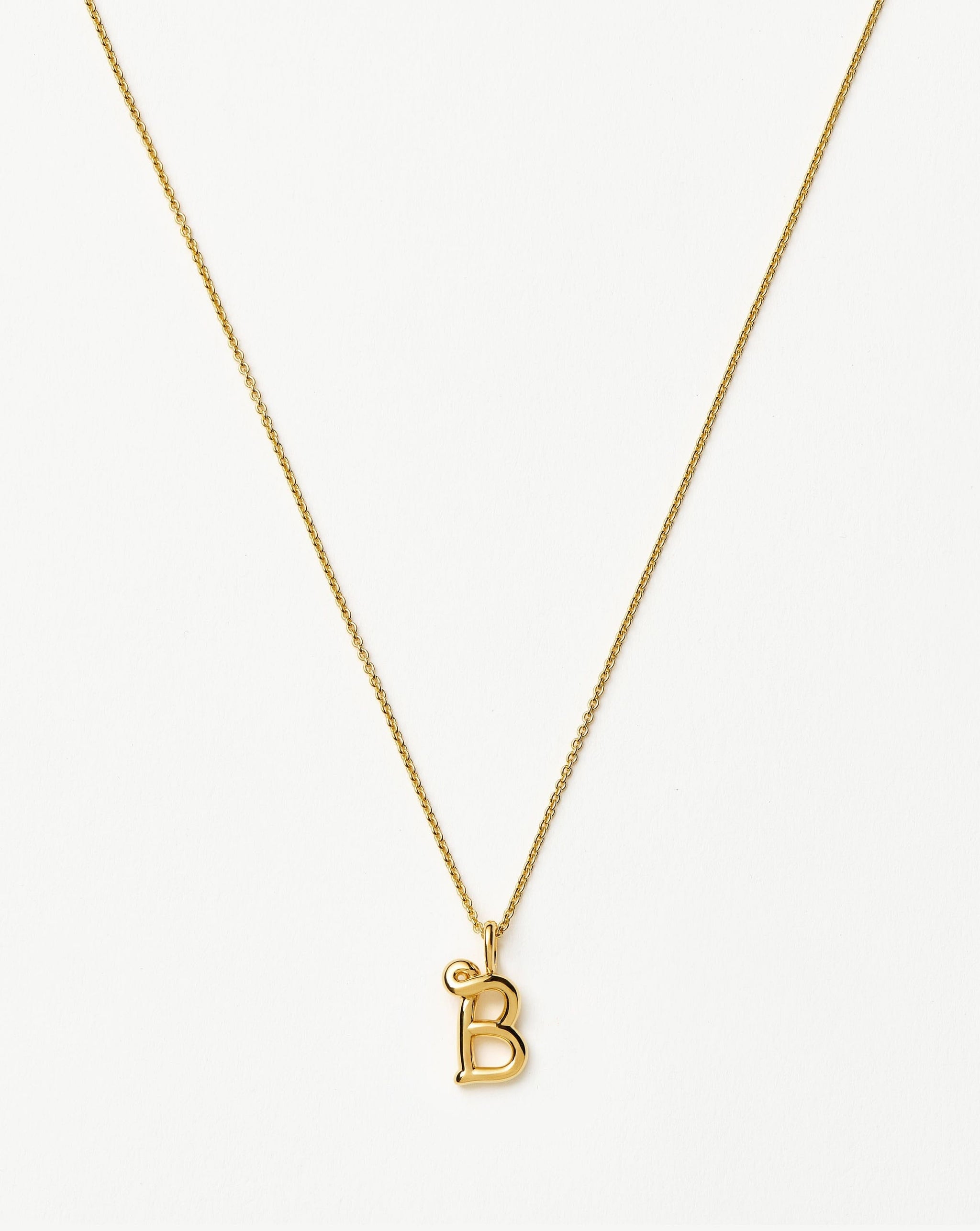 Curly Molten Mini Initial Necklace - B | 18ct Gold Vermeil Necklaces Missoma