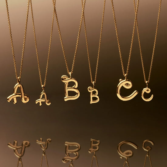 Curly Molten Mini Initial Necklace - B | 18ct Gold Vermeil Necklaces Missoma