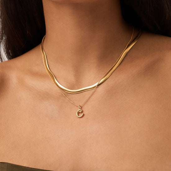 Curly Molten Mini Initial Necklace - C | 18ct Gold Vermeil Necklaces Missoma