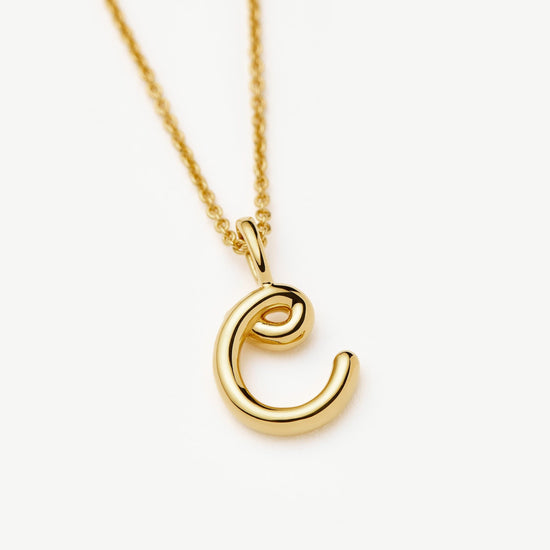 Curly Molten Mini Initial Necklace - C | 18ct Gold Vermeil Necklaces Missoma