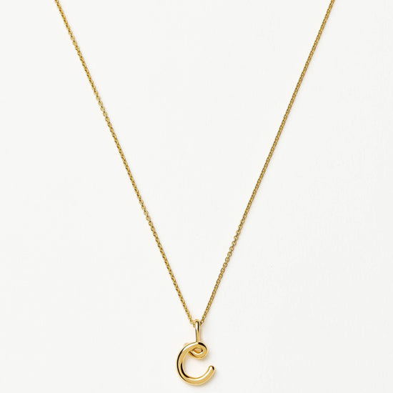 Curly Molten Mini Initial Necklace - C | 18ct Gold Vermeil Necklaces Missoma