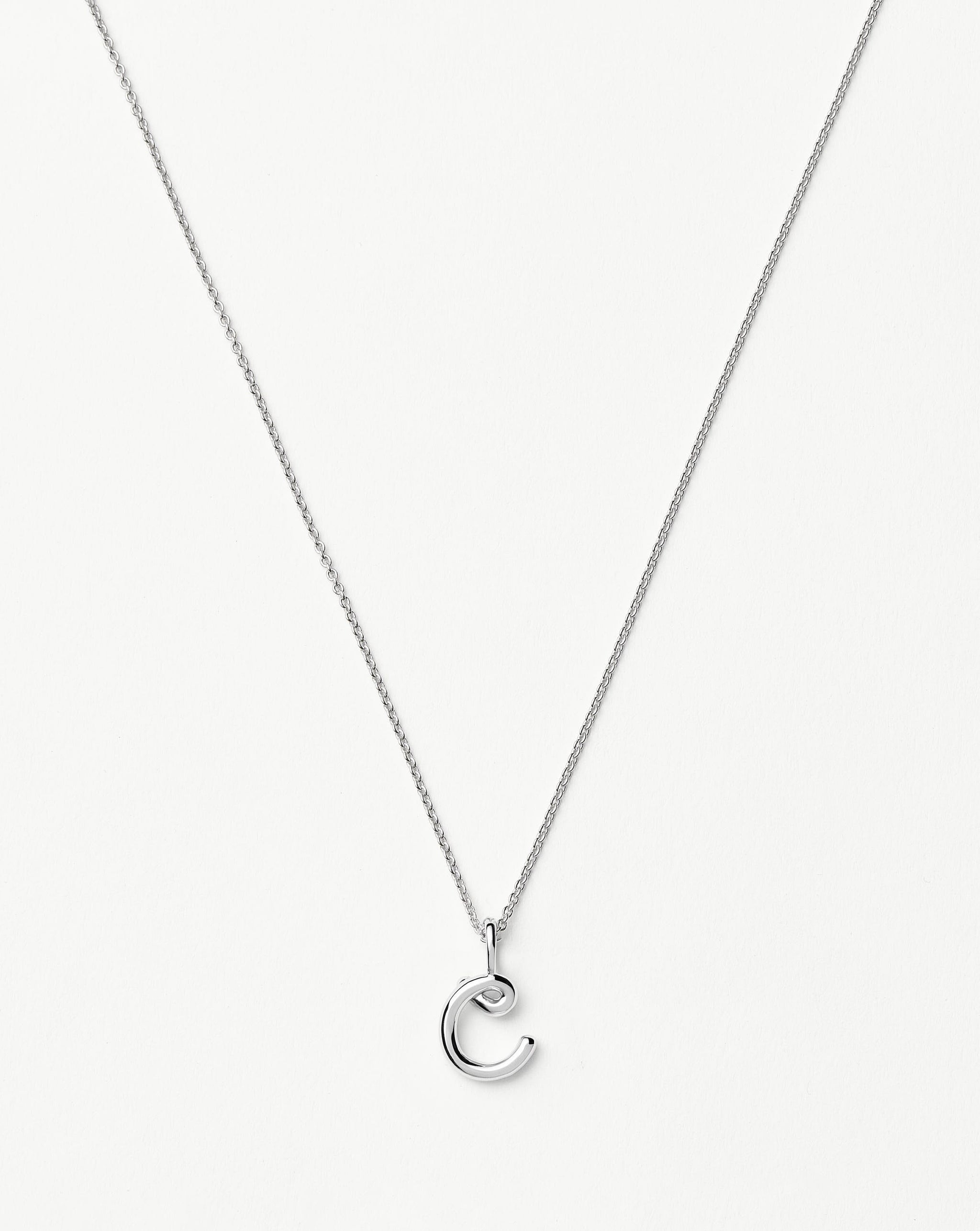 Curly Molten Mini Initial Necklace - C | Sterling Silver Necklaces Missoma