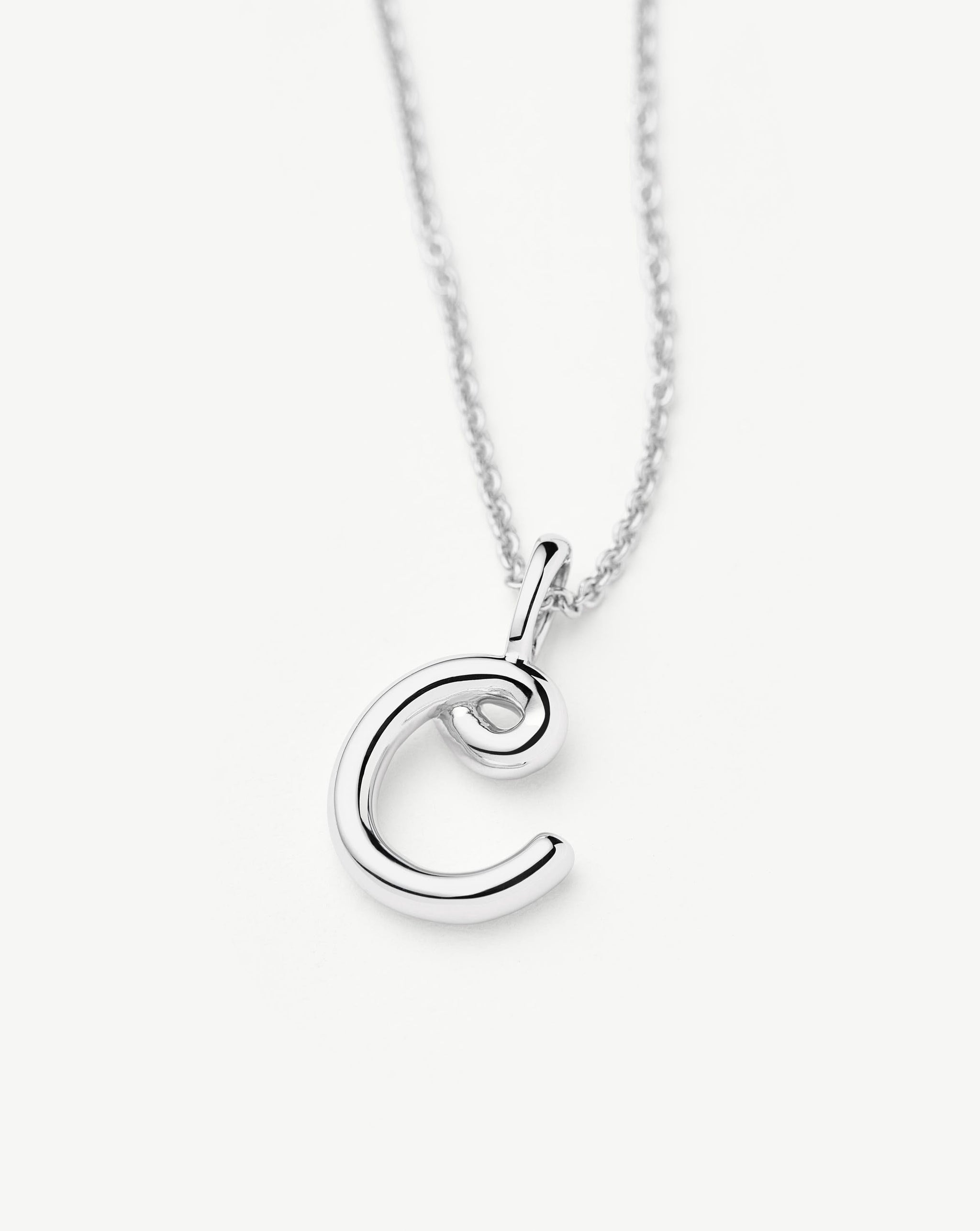 Curly Molten Mini Initial Necklace - C | Sterling Silver Necklaces Missoma