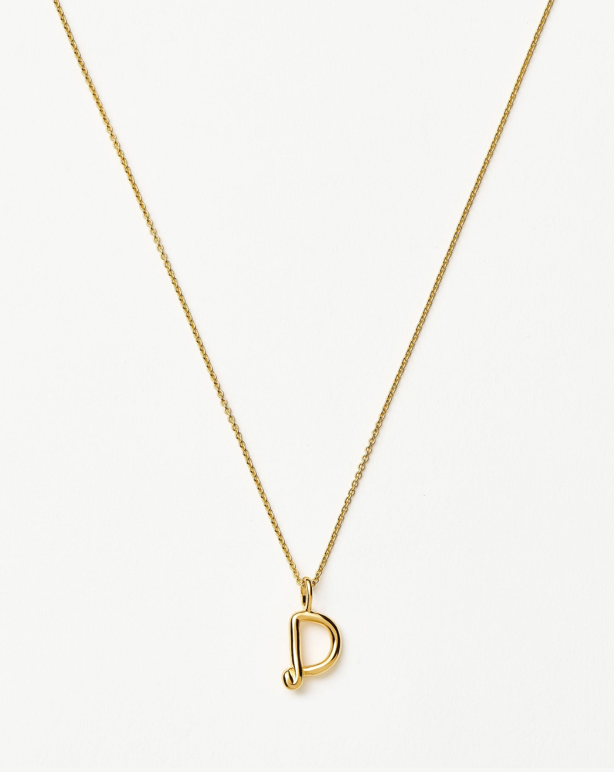 Curly Molten Mini Initial Necklace - D | 18ct Gold Vermeil Necklaces Missoma
