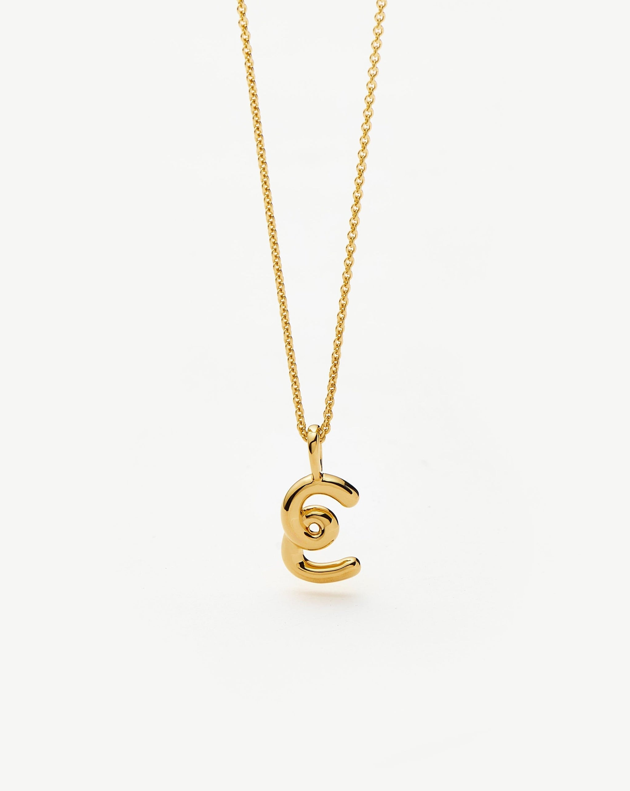 Curly Molten Mini Initial Necklace - E | 18ct Gold Vermeil Necklaces Missoma