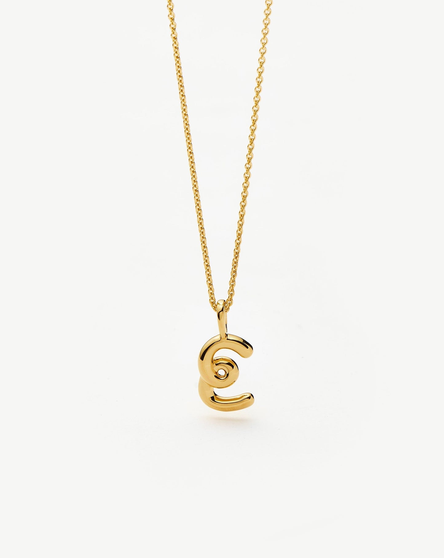 Curly Molten Mini Initial Necklace - E | 18ct Gold Vermeil Necklaces Missoma