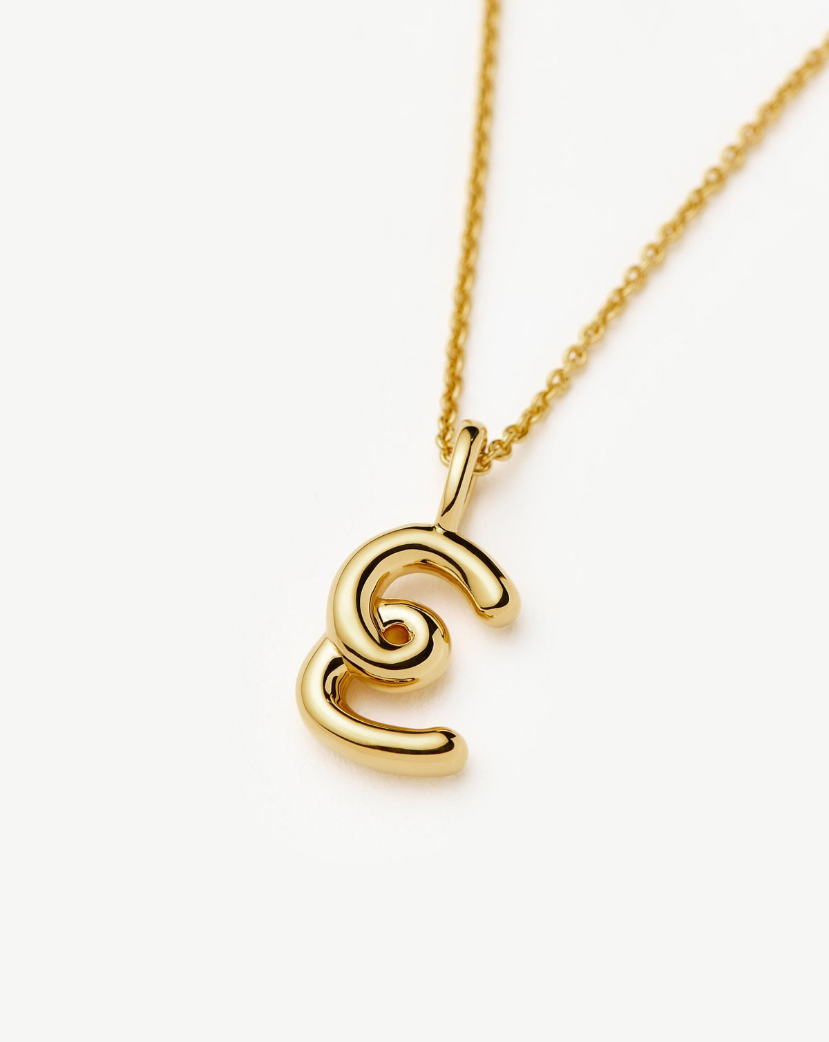 Curly Molten Mini Initial Necklace - E | 18ct Gold Vermeil Necklaces Missoma