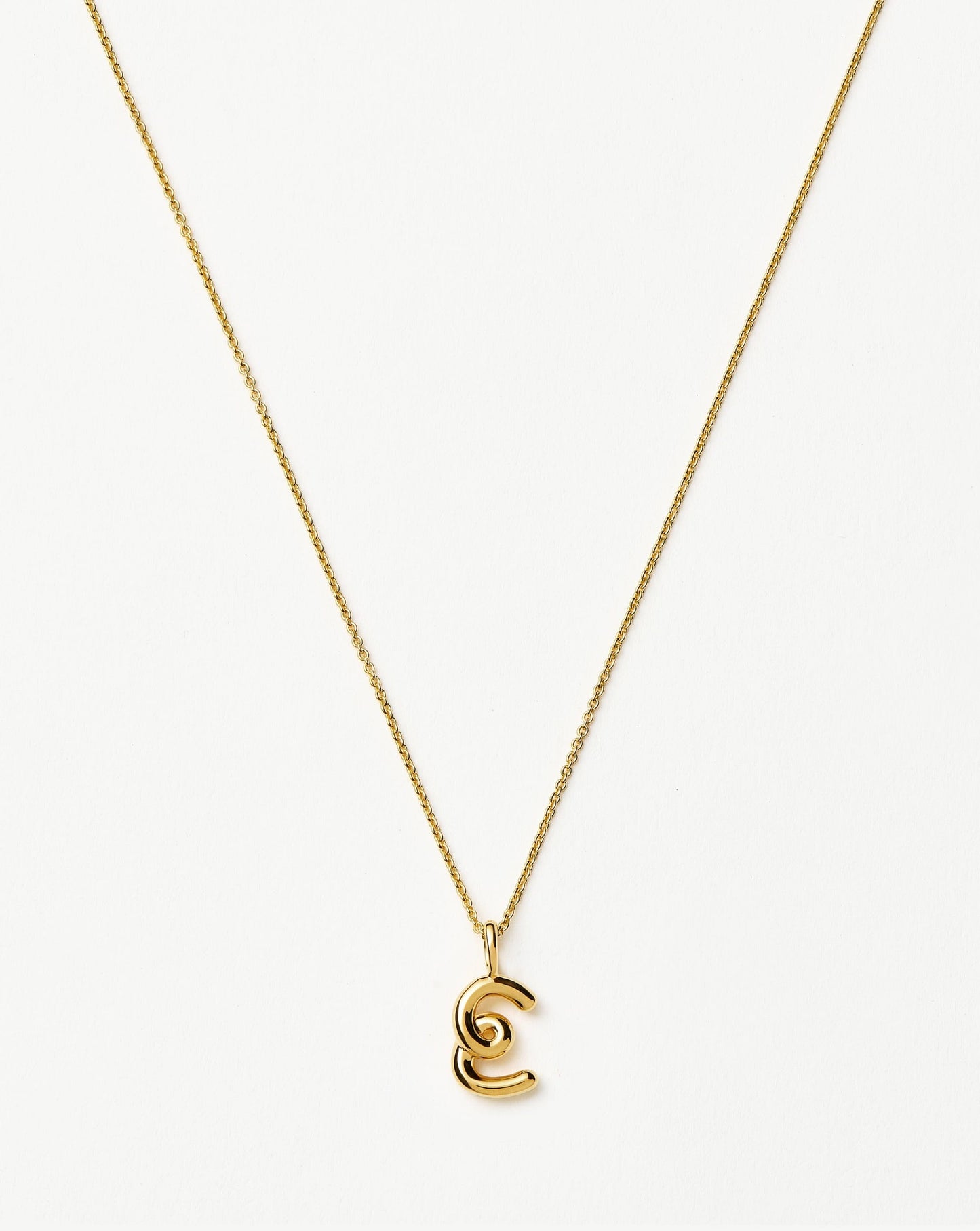 Curly Molten Mini Initial Necklace - E | 18ct Gold Vermeil Necklaces Missoma