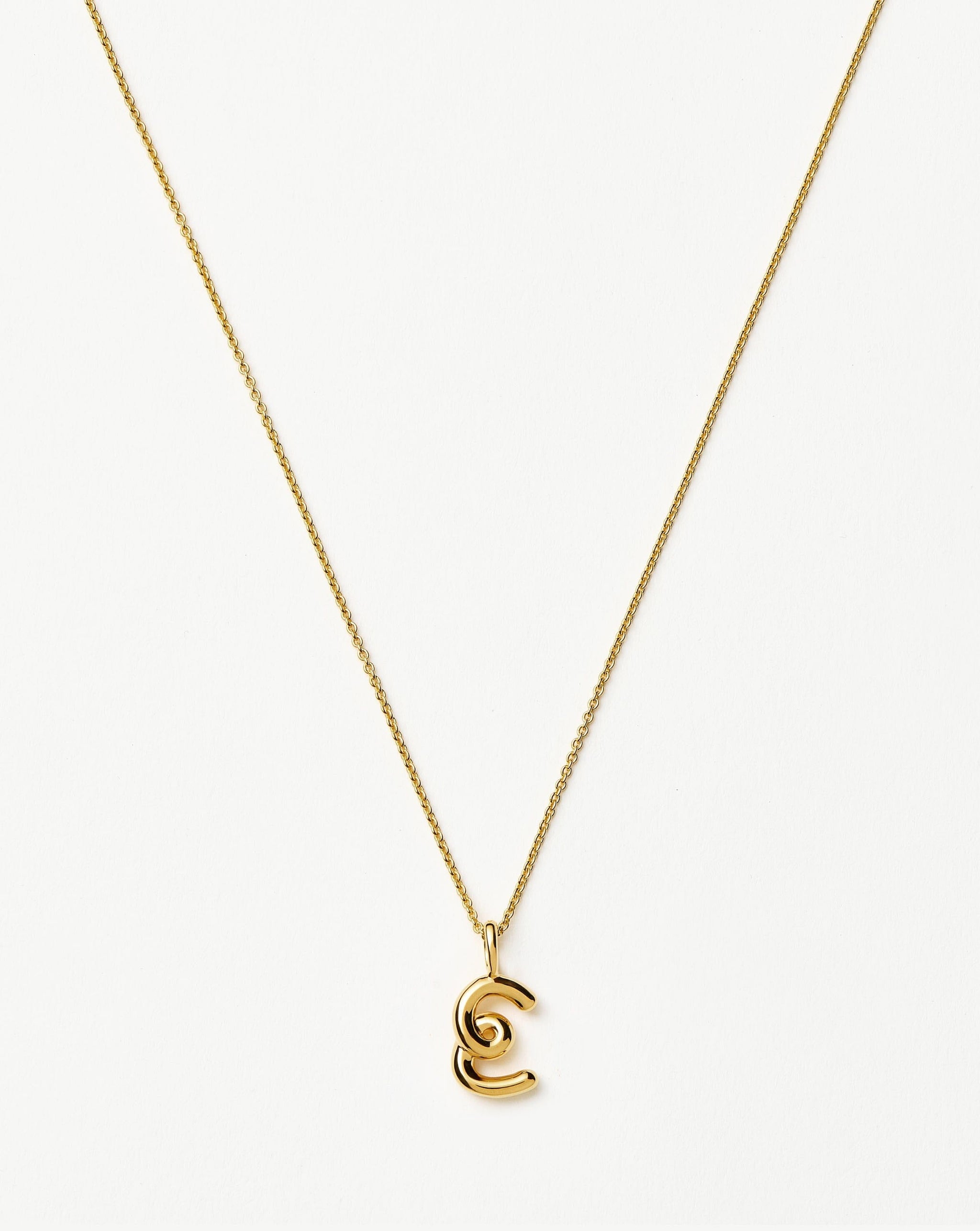 Curly Molten Mini Initial Necklace - E | 18ct Gold Vermeil Necklaces Missoma