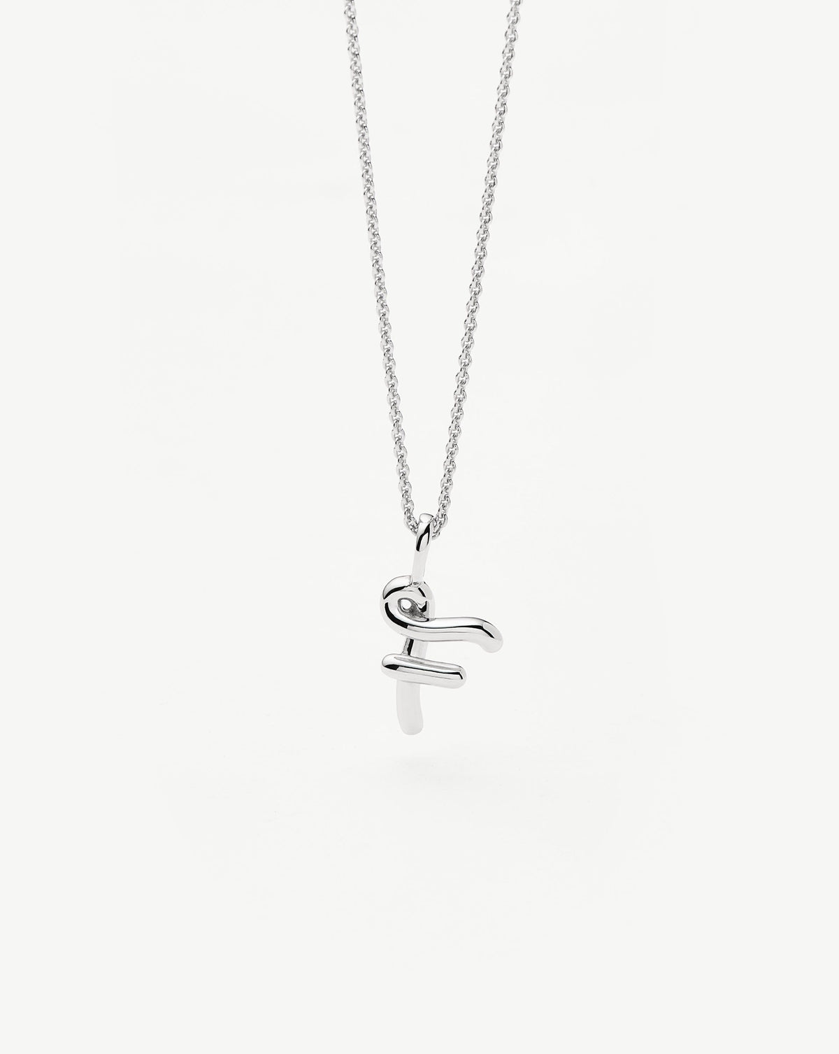Curly Molten Mini Initial Necklace - F | Sterling Silver Necklaces Missoma
