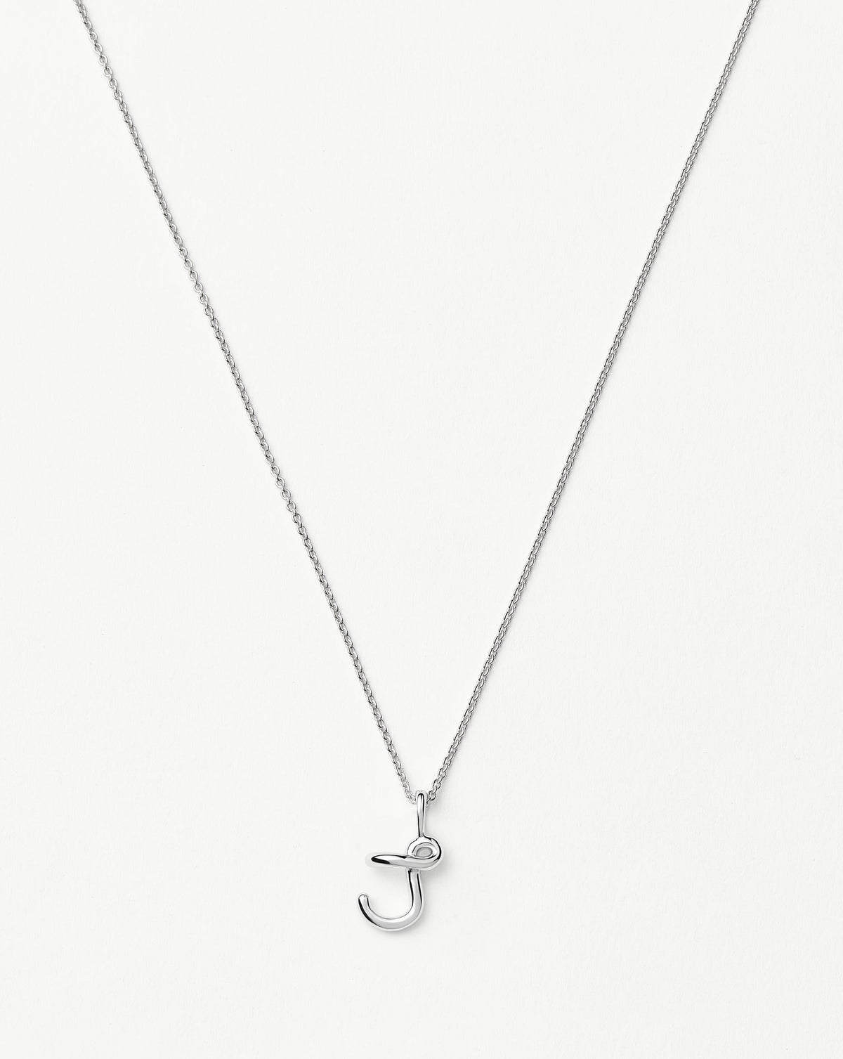 Curly Molten Mini Initial Necklace - J | Sterling Silver Necklaces Missoma
