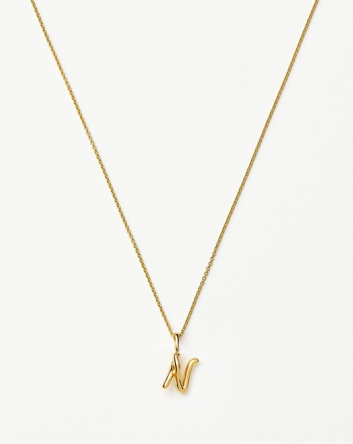 Curly Molten Mini Initial Necklace - N | 18ct Gold Vermeil Necklaces Missoma