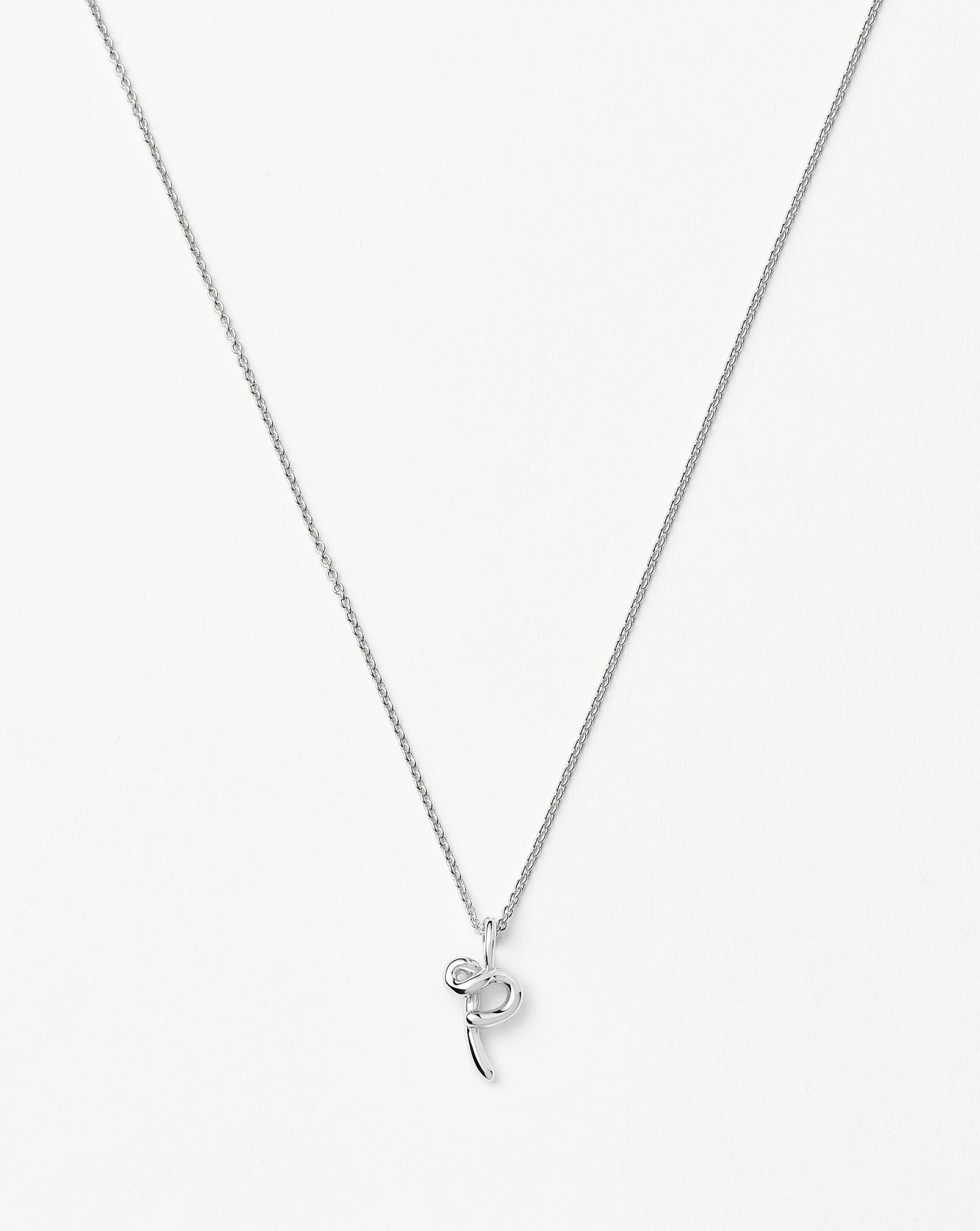 Curly Molten Mini Initial Necklace - P | Sterling Silver Necklaces Missoma