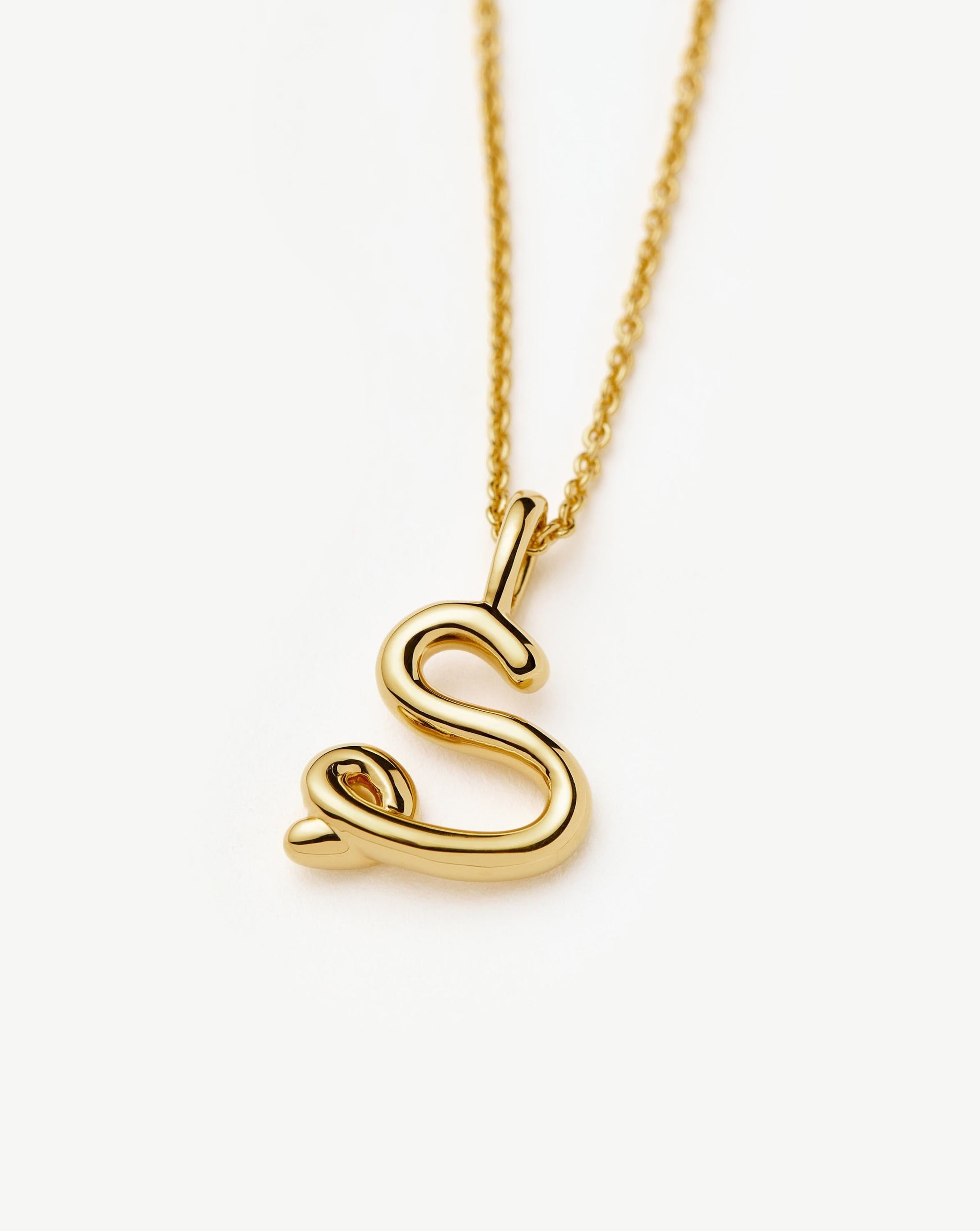 Curly Molten Mini Initial Necklace - S | 18ct Gold Vermeil Necklaces Missoma