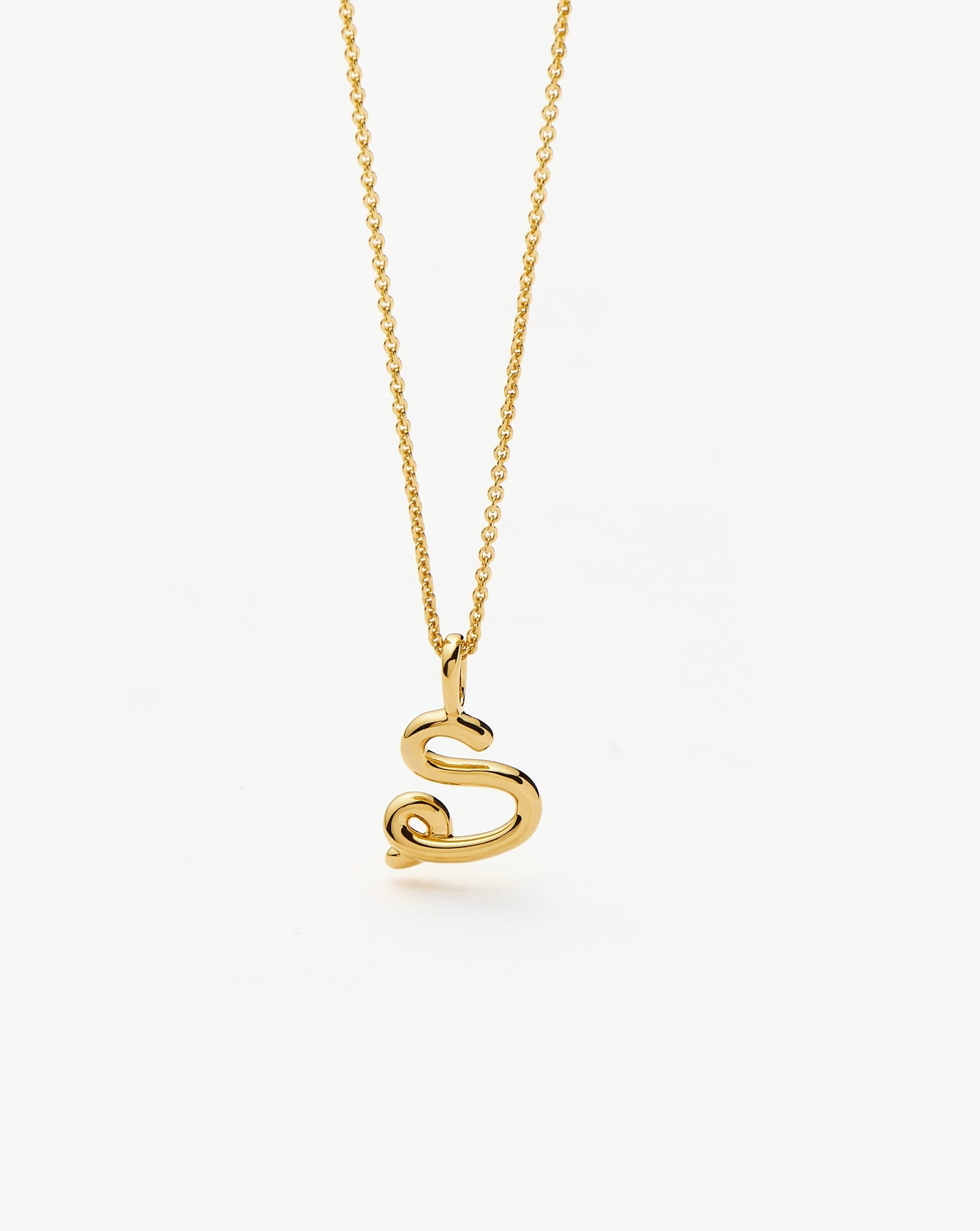 Curly Molten Mini Initial Necklace - S | 18ct Gold Vermeil Necklaces Missoma