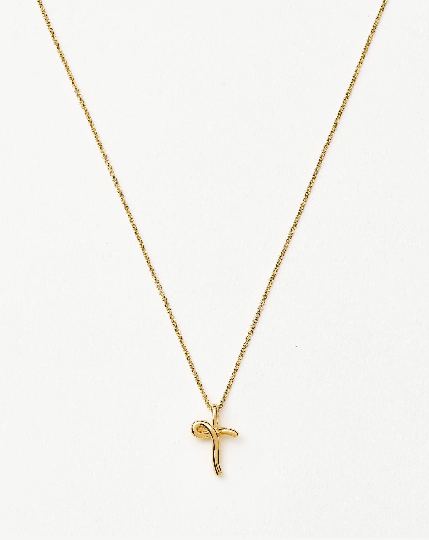 Curly Molten Mini Initial Necklace - T | 18ct Gold Vermeil Necklaces Missoma