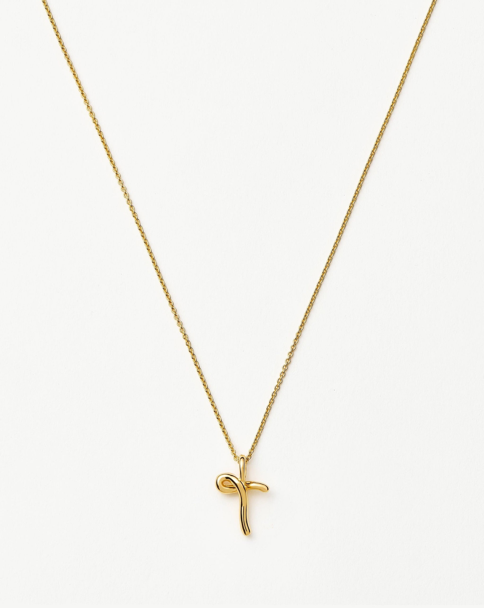 Curly Molten Mini Initial Necklace - T | 18ct Gold Vermeil Necklaces Missoma