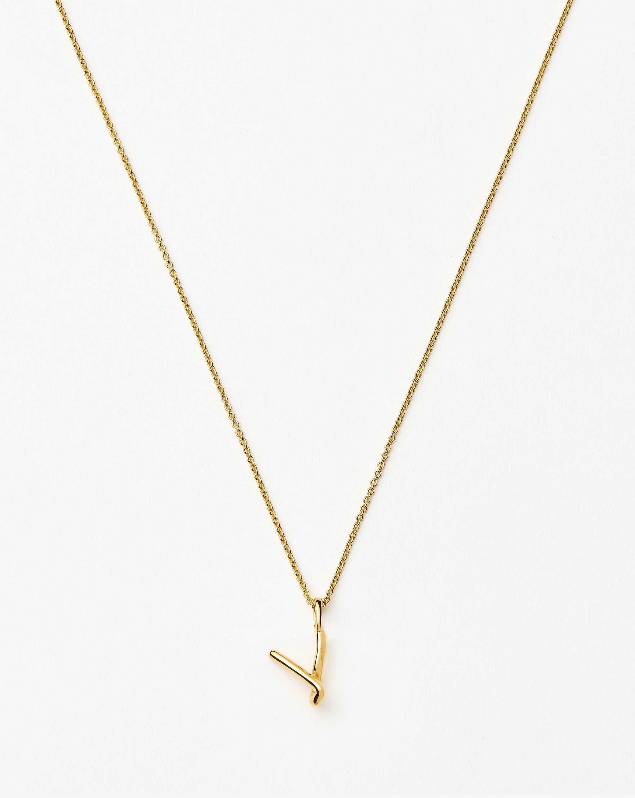 Curly Molten Mini Initial Necklace - V | 18ct Gold Vermeil Necklaces Missoma