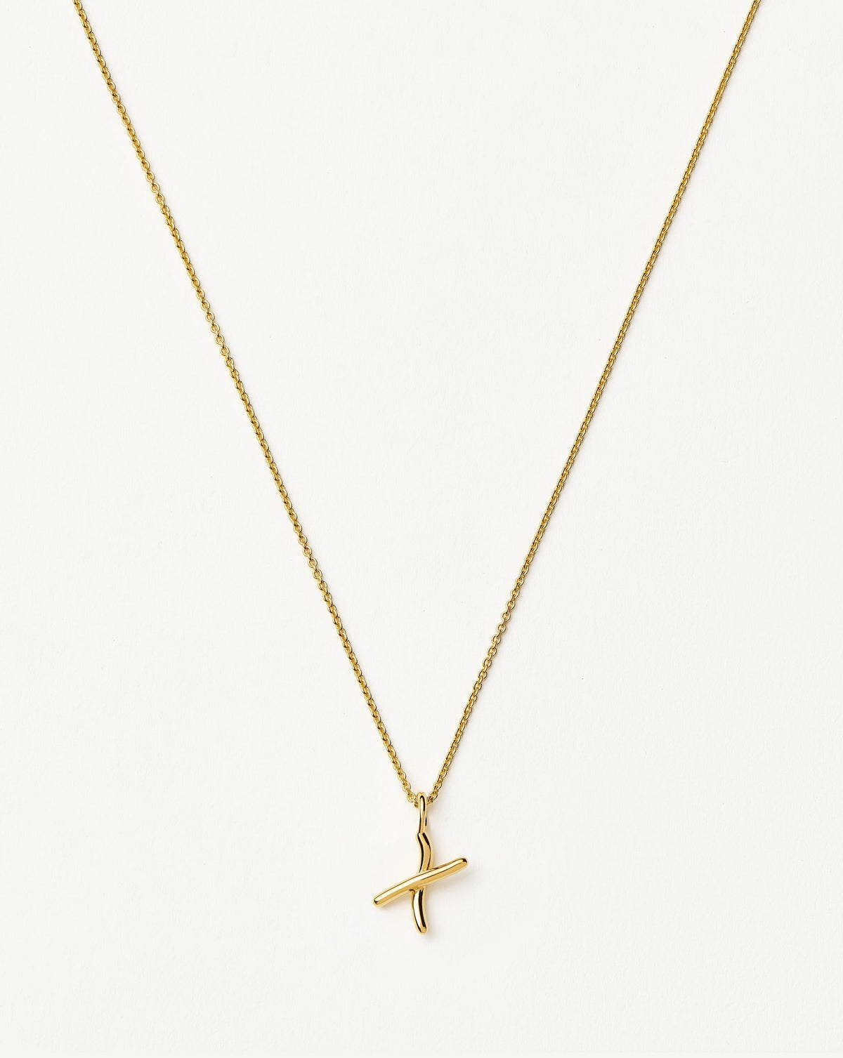 Curly Molten Mini Initial Necklace - X | 18ct Gold Vermeil Necklaces Missoma