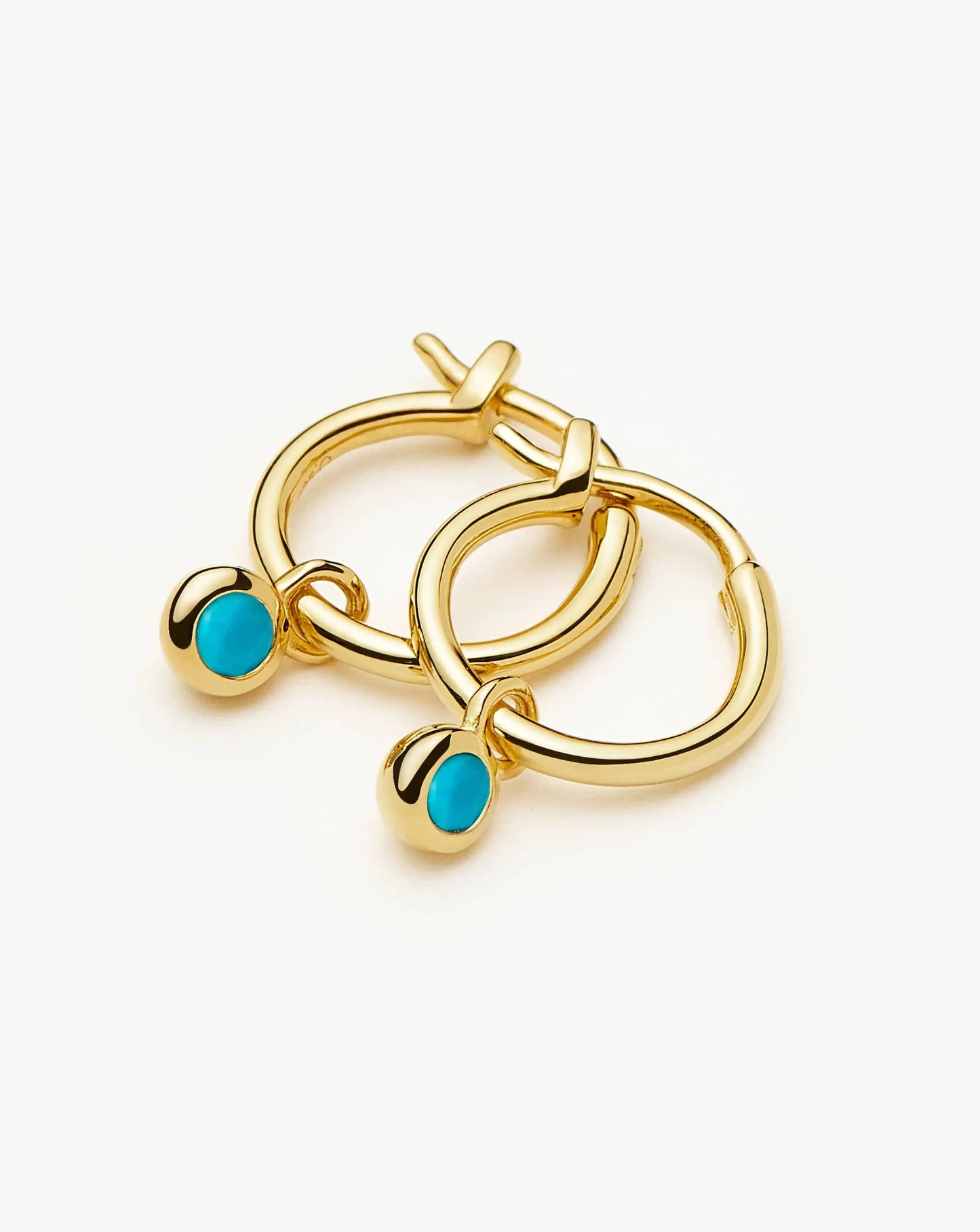 December Birthstone Mini Charm Hoop Earrings | 18ct Gold Vermeil/Turquoise Magnesite Earrings Missoma