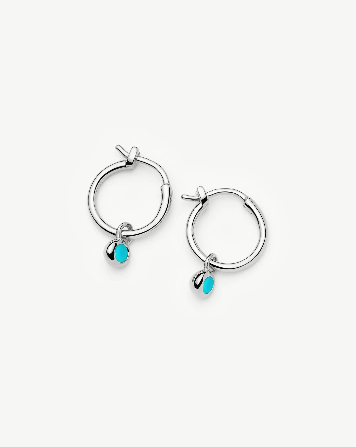 December Birthstone Mini Charm Hoop Earrings | Sterling Silver/Turquoise Magnesite Earrings Missoma