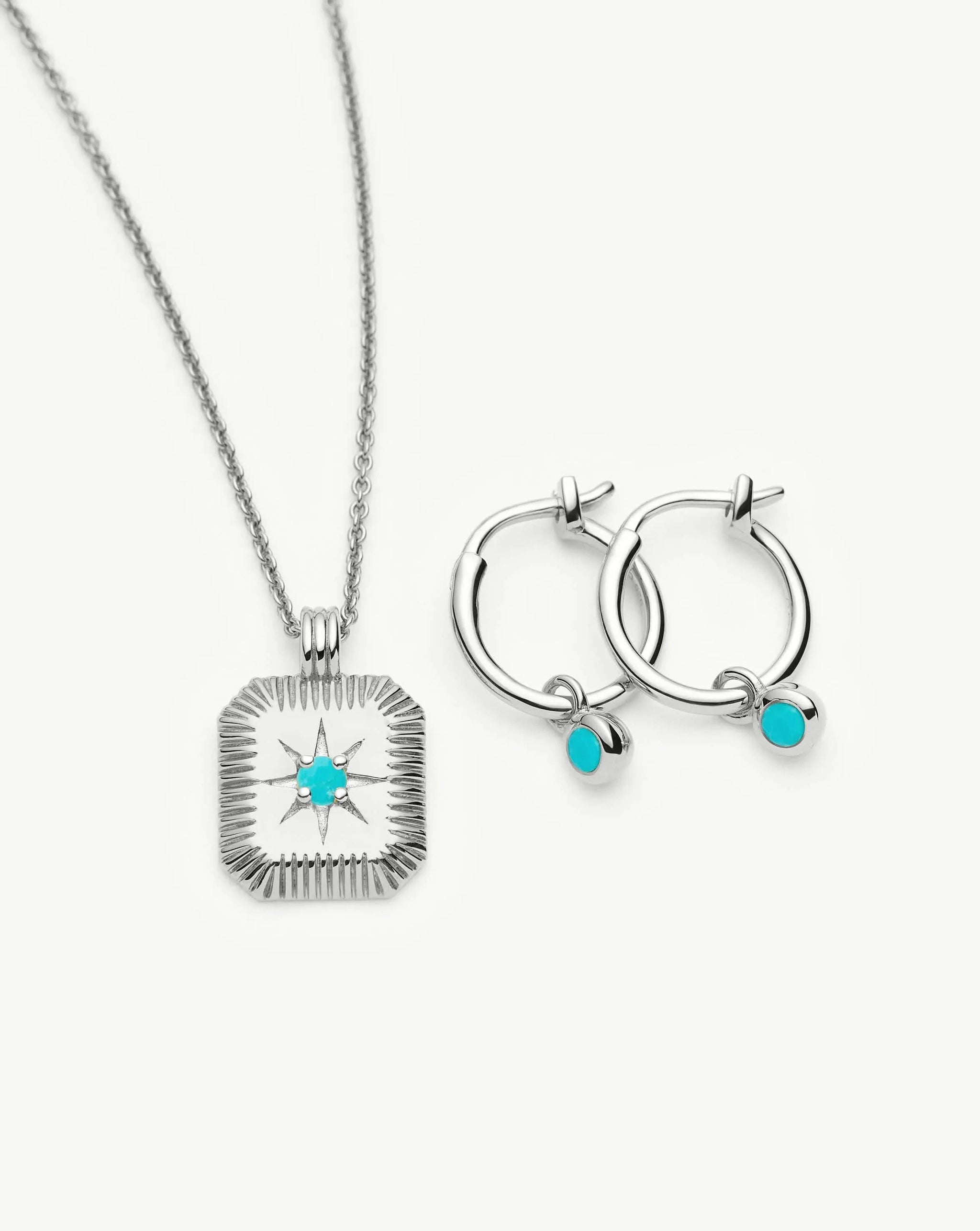 December Birthstone Necklace & Charm Earrings Set | Sterling Silver/Turquoise Magnesite Necklaces Missoma