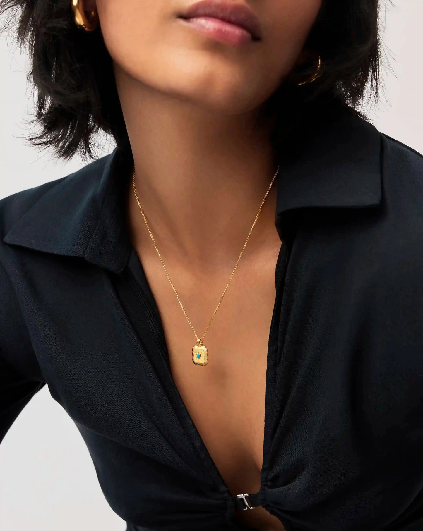 December Birthstone Pendant Necklace | 18ct Gold Vermeil/Dyed Turquoise Magnesite Necklaces Missoma