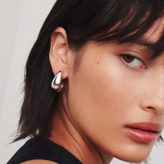 Dome Medium Hoop Earrings | Silver Plated Earrings Missoma