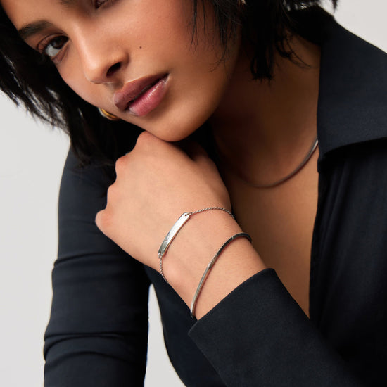 Engravable Bar Chain Bracelet | Silver Plated Bracelets Missoma