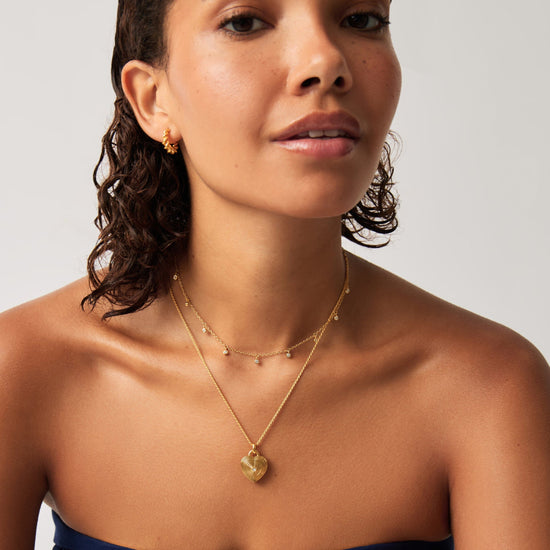 Engravable Heart Ridge Locket Pendant Necklace | 18ct Gold Vermeil/Rainbow Moonstone Necklaces Missoma
