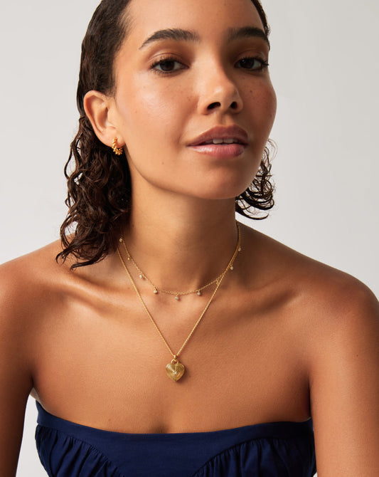 Engravable Heart Ridge Locket Pendant Necklace | 18ct Gold Vermeil/Rainbow Moonstone Necklaces Missoma