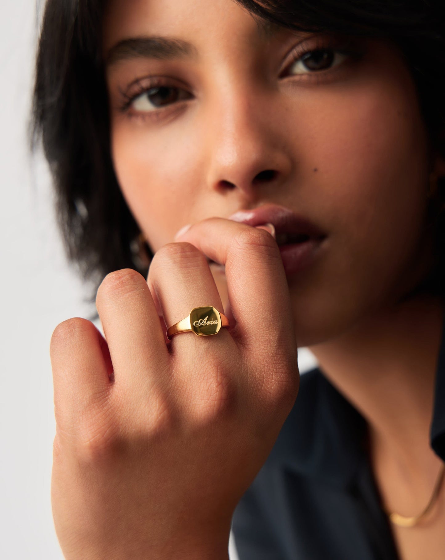 Engravable Octa Signet Ring | 18ct Gold Vermeil Rings Missoma