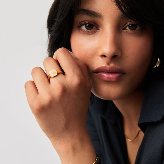 Engravable Octa Signet Ring | 18ct Gold Vermeil Rings Missoma
