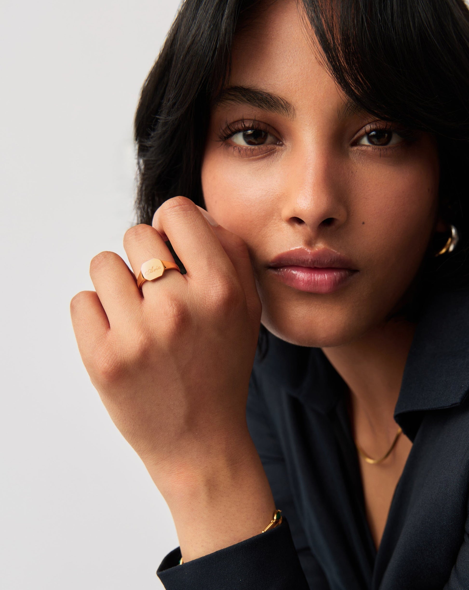Engravable Octa Signet Ring | 18ct Gold Vermeil Rings Missoma