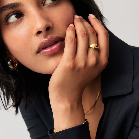 Engravable Octa Signet Ring | 18ct Gold Vermeil Rings Missoma
