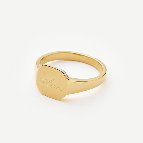Engravable Octa Signet Ring | 18ct Gold Vermeil Rings Missoma