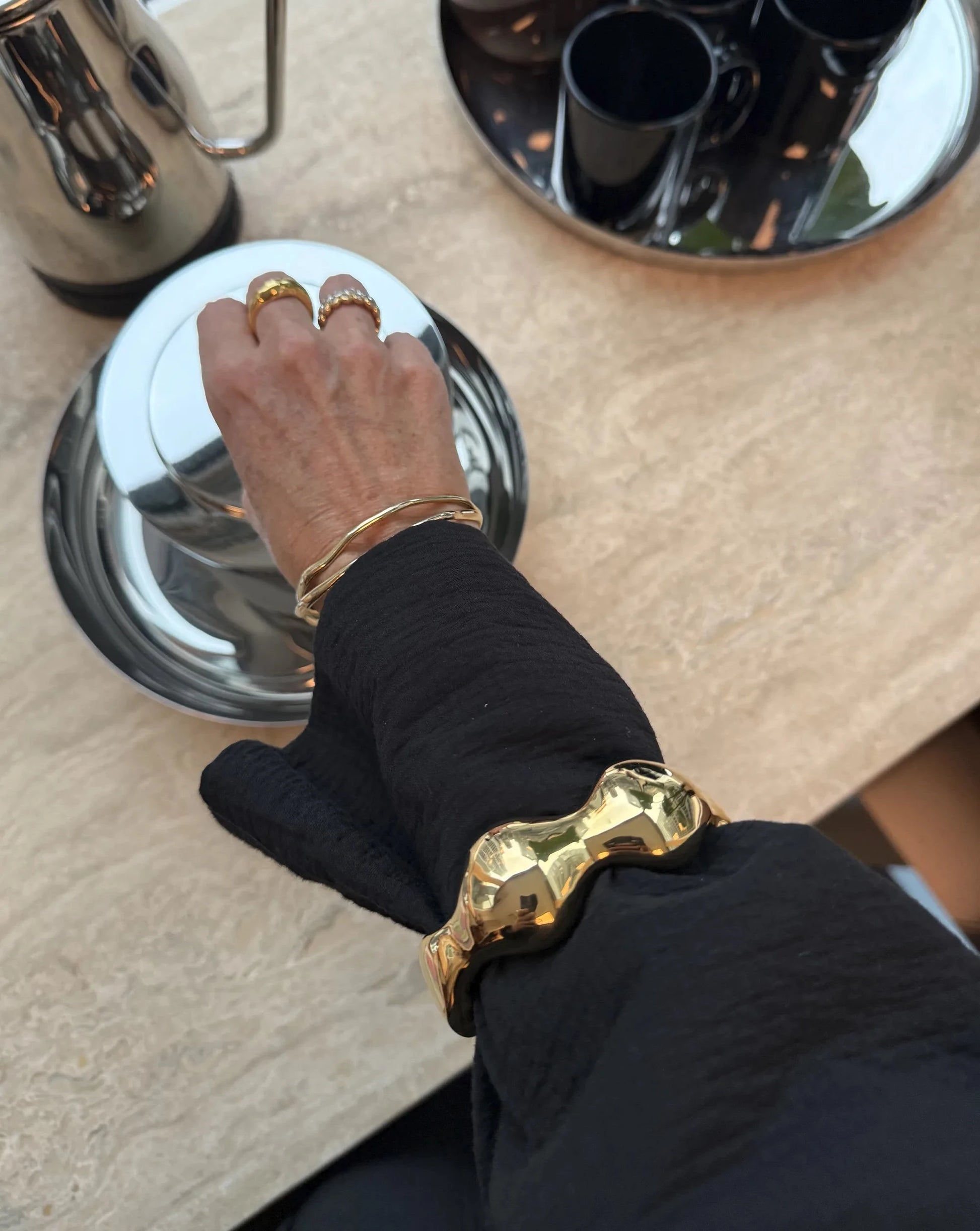 Eny Puffy Dome Statement Cuff Bracelet | 18ct Gold Plated Bracelets Missoma