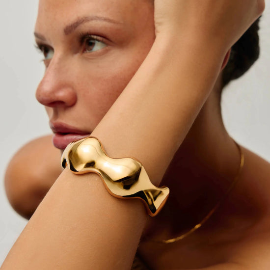 Eny Puffy Dome Statement Cuff Bracelet | 18ct Gold Plated Necklaces Missoma
